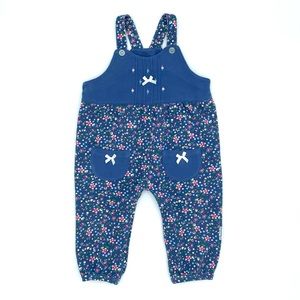 VGUC VTG Healthtex Toddler Girls Blue / Purple Floral Overalls 18M